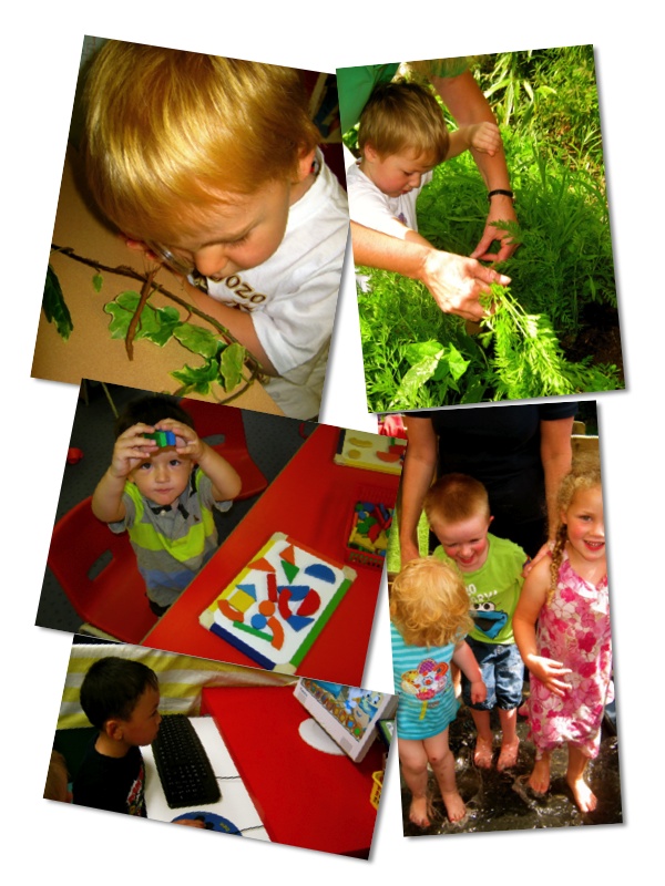 Collage of children learning